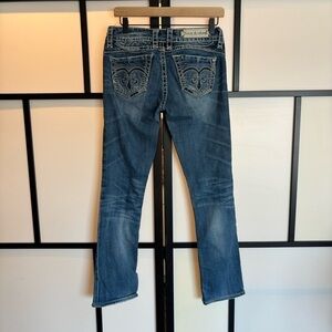 Rock Revival Straight Leg distressed denim jeans. Size 27